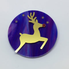 Reindeer disc brooch