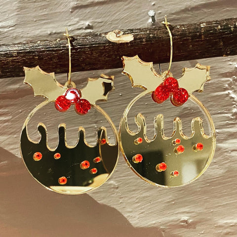 Christmas pudding earrings